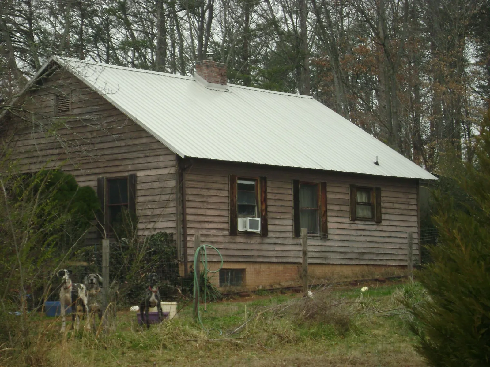 White metal roof on an old wood sided farmhouse, from a Asphalt Shingle Roof Repair job in Hardin